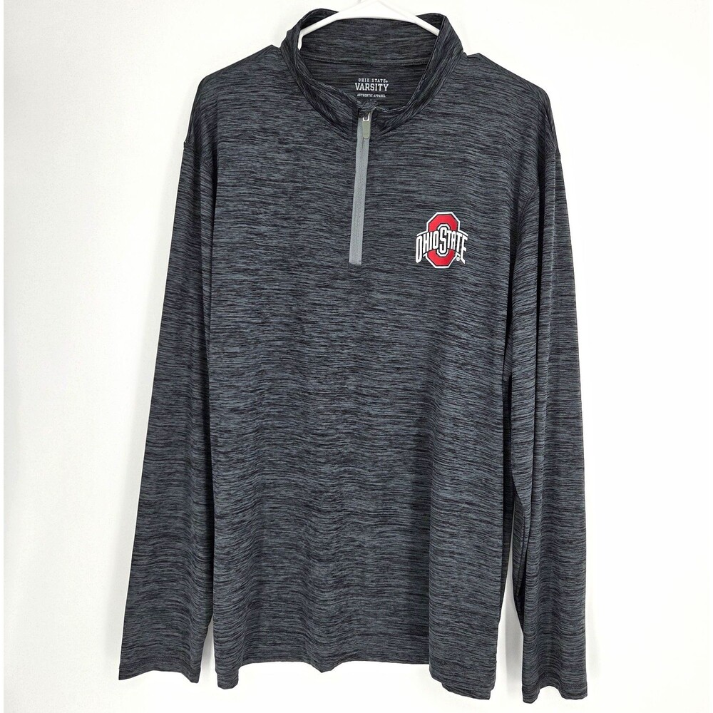 Varsity Ohio State Buckeyes Gray 1/4 Zip Long Sleeve  Mens Large Lightweight